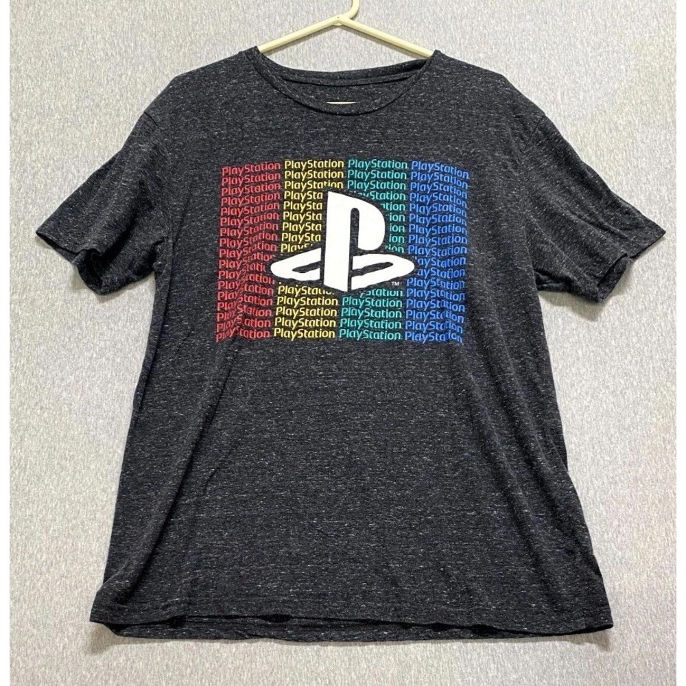 Sony Playstation T-Shirt Mens Large Heather Gray Video Game Graphic Short Sleeve